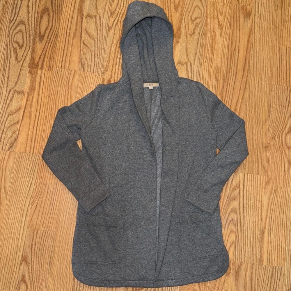 LOFT Gray Open-Front Cardigan